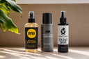Byrd, Brightside and Tribal Chimp's Sea Salt Sprays together on a bathroom counter