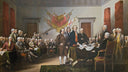 John Trumbull's 1818 depiction of the Declaration of Independence, U.S. Capitol Rotunda — the famous version most people picture