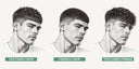 Sketches of a textured crop, a French crop, and a textured fringe side by side