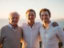 Three generations of men! Together, well groomed and enjoying the end of a day with the perfect golden hour photo.