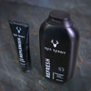 Two Mad RAbbit products on a marble counter.