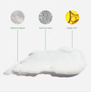 White foam product with labeled ingredients on a white background