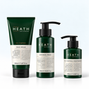 Three HEath products in the Oil Control Routine on a shelf with a light blu background.