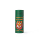 Green deodorant can with tiger design on a white background